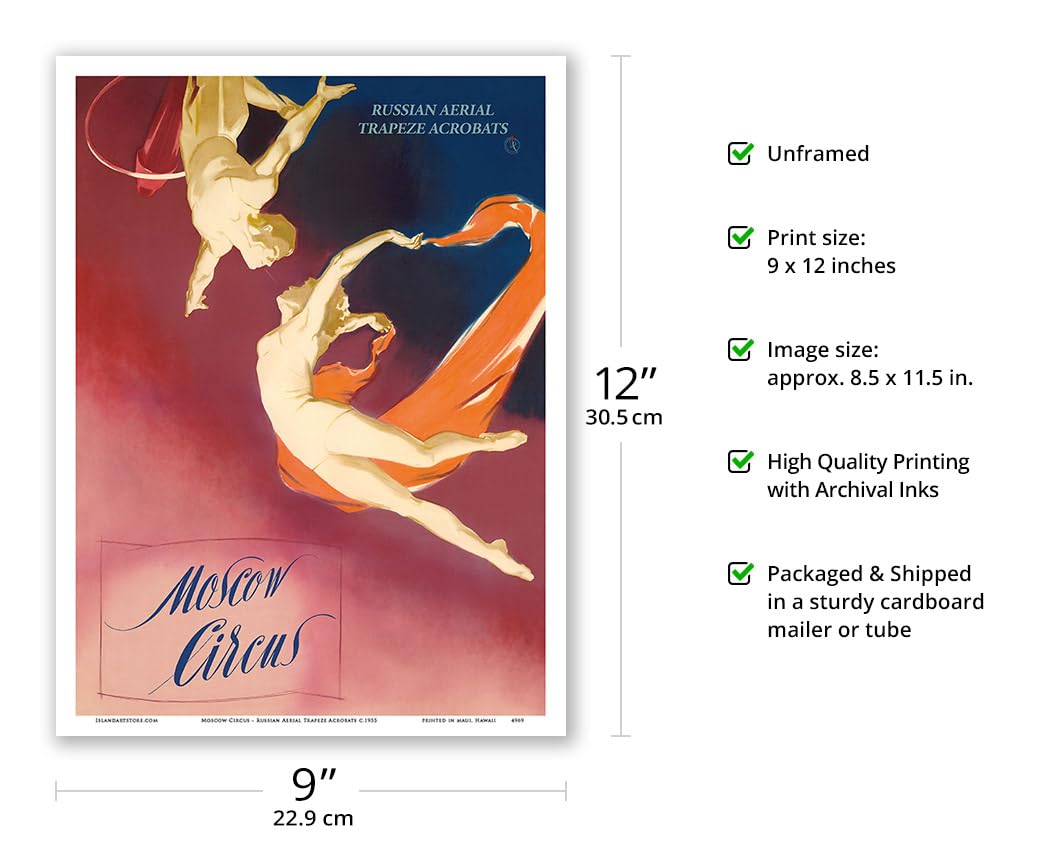 Amazon.com: Moscow Circus - Russian Aerial Trapeze Acrobats Poster